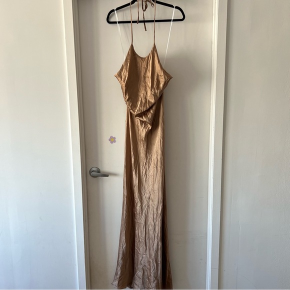 reformation Jeany Silk Dress CROISSANT size L C0 - Picture 6 of 10